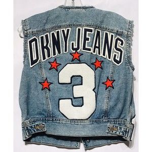 Vintage DKNY Letterman Denim Jean Vest  Women’s/Men’s Size M